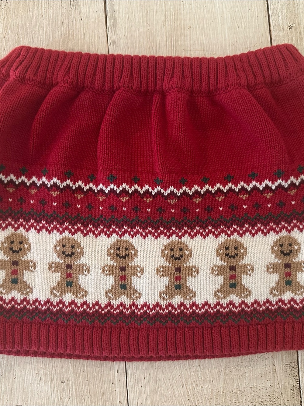 Gymboree Red Knit Holiday Skirt with Gingerbread Row New 12-18 Months